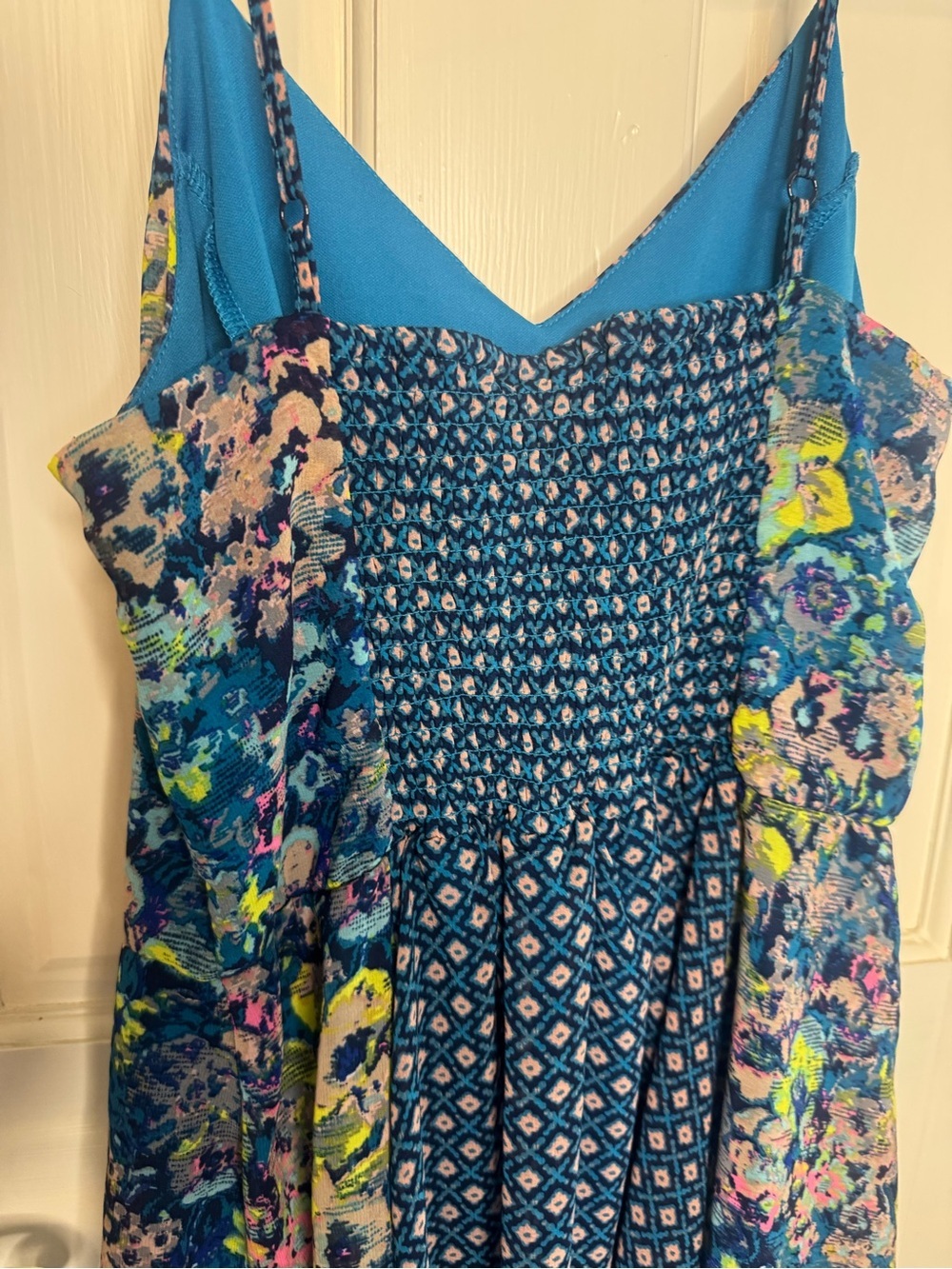 Fire Los Angeles Multicolor Geometric Floral Spaghetti-Strap Summer Dress Size M - Picture 7 of 10